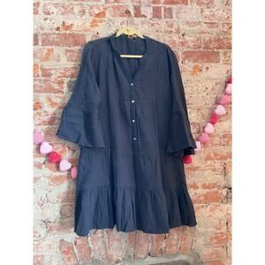 NWT Quince 100% Organic Cotton Gauze Long Sleeve Tiered Mini Dress